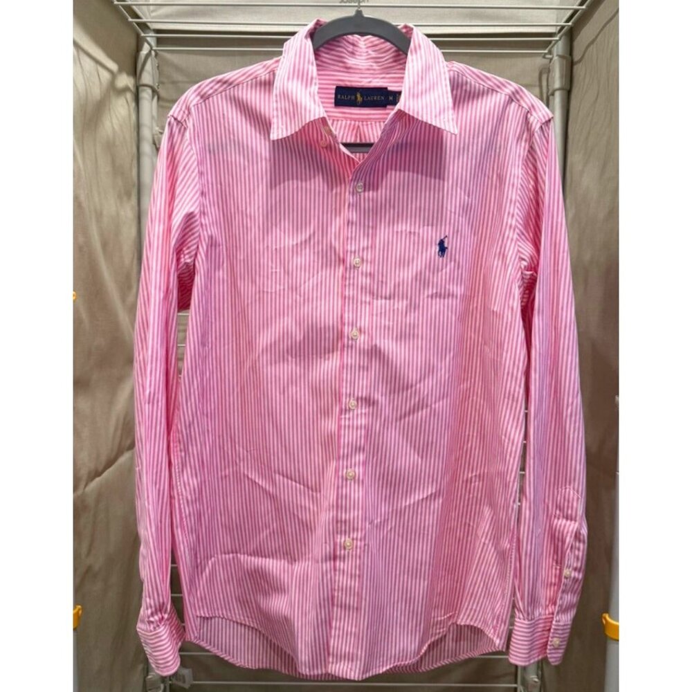 Ralph Lauren Pink Striped Men's Cotton Button Down Medium